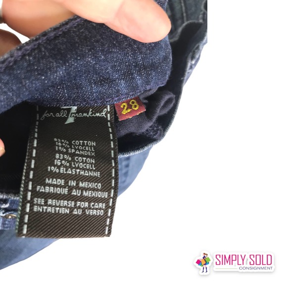 7 For All Mankind Women's Bootcut Jeans Mid-Rise Denim Pants Dark Wash Cotton 28 - Picture 8 of 10